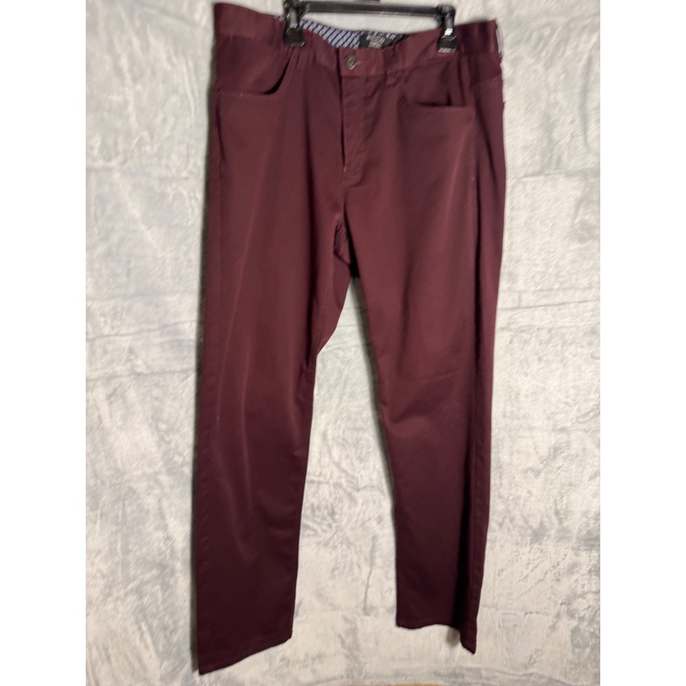 RW&CO Mens 32x32 Straight Fit Pants‎ Burgundy Maroon Five Pocket Cotton Blend